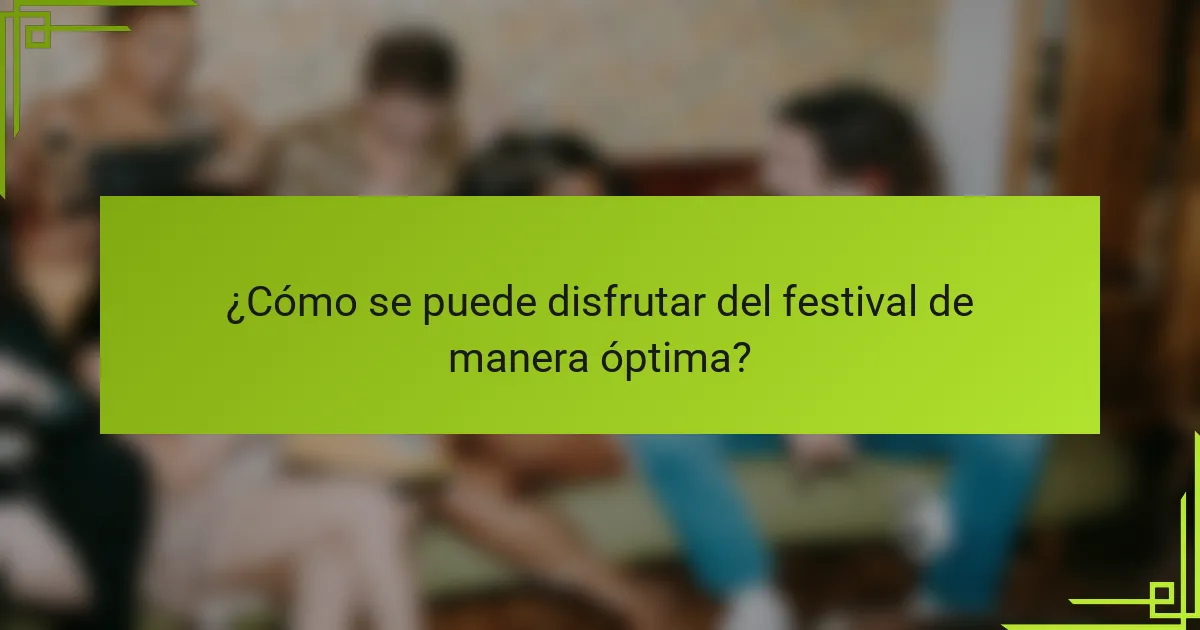 ¿Cómo se puede disfrutar del festival de manera óptima?