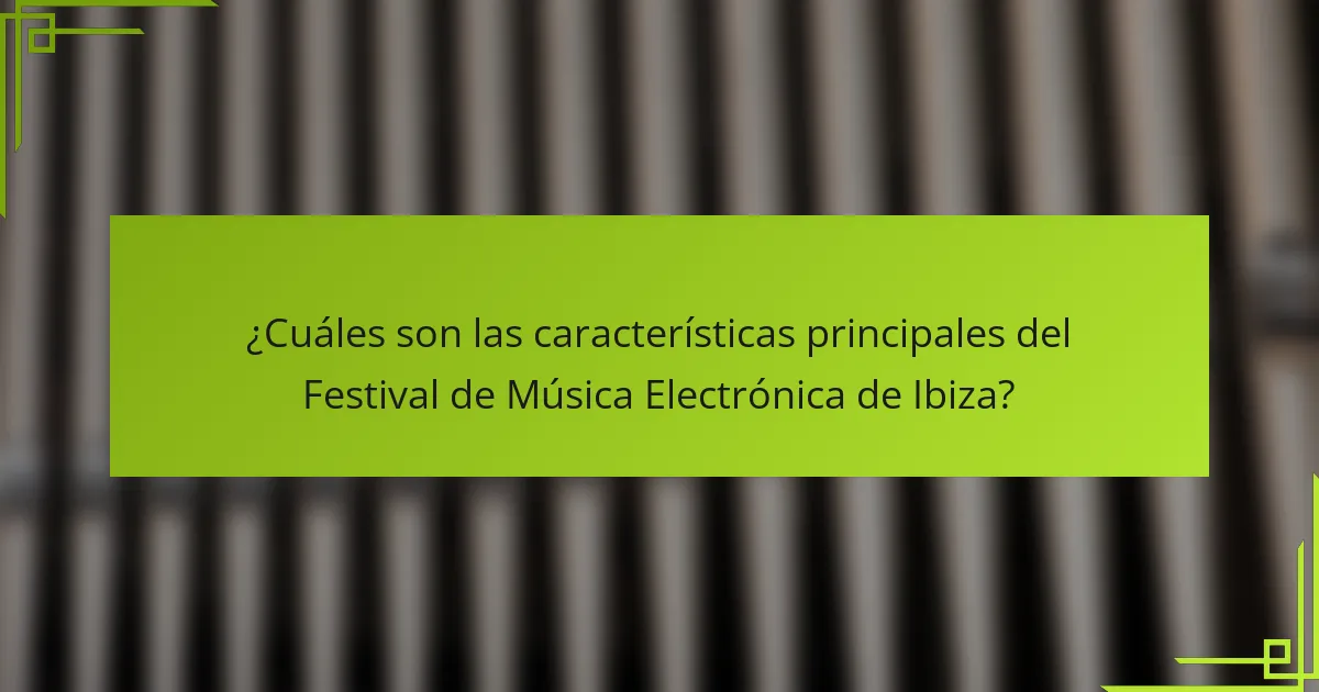 ¿Cuáles son las características principales del Festival de Música Electrónica de Ibiza?