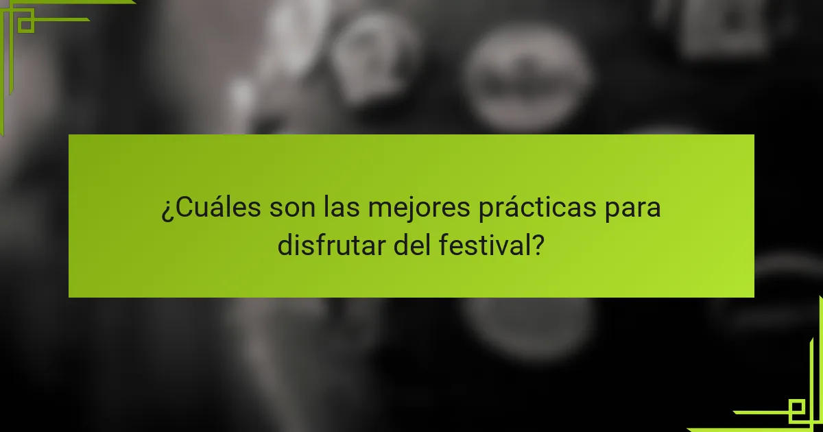¿Cuáles son las mejores prácticas para disfrutar del festival?