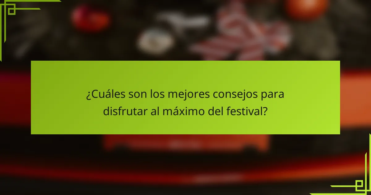 ¿Cuáles son los mejores consejos para disfrutar al máximo del festival?