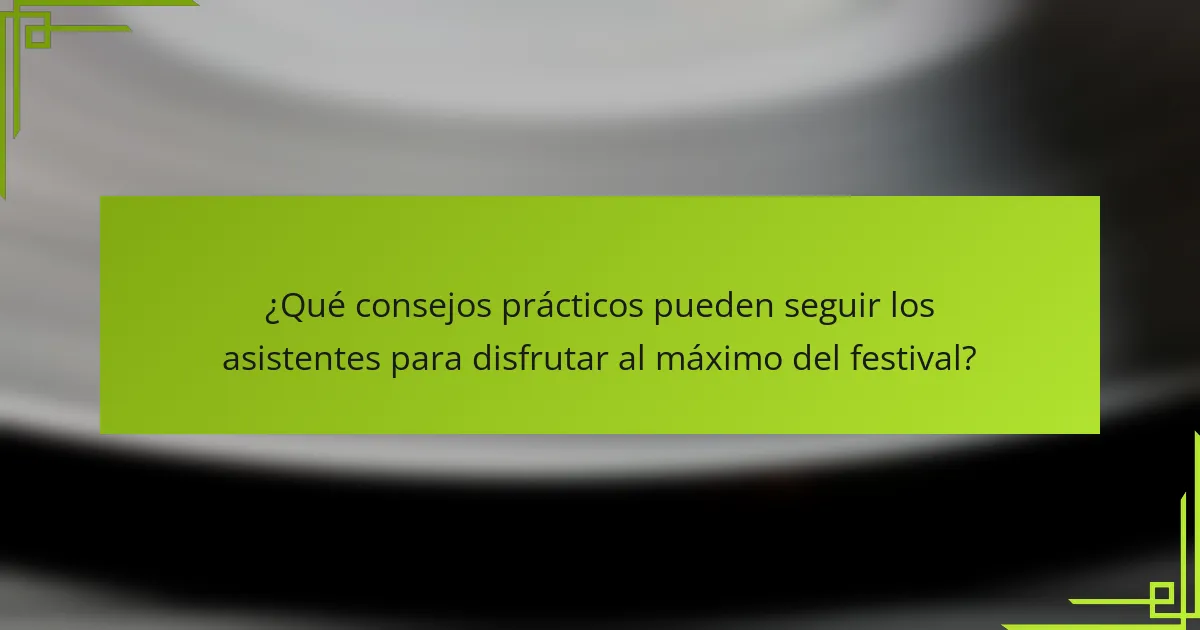 ¿Qué consejos prácticos pueden seguir los asistentes para disfrutar al máximo del festival?