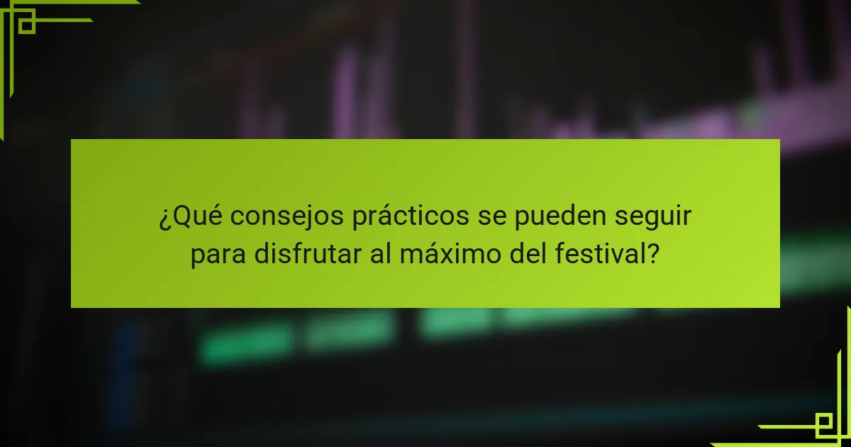 ¿Qué consejos prácticos se pueden seguir para disfrutar al máximo del festival?