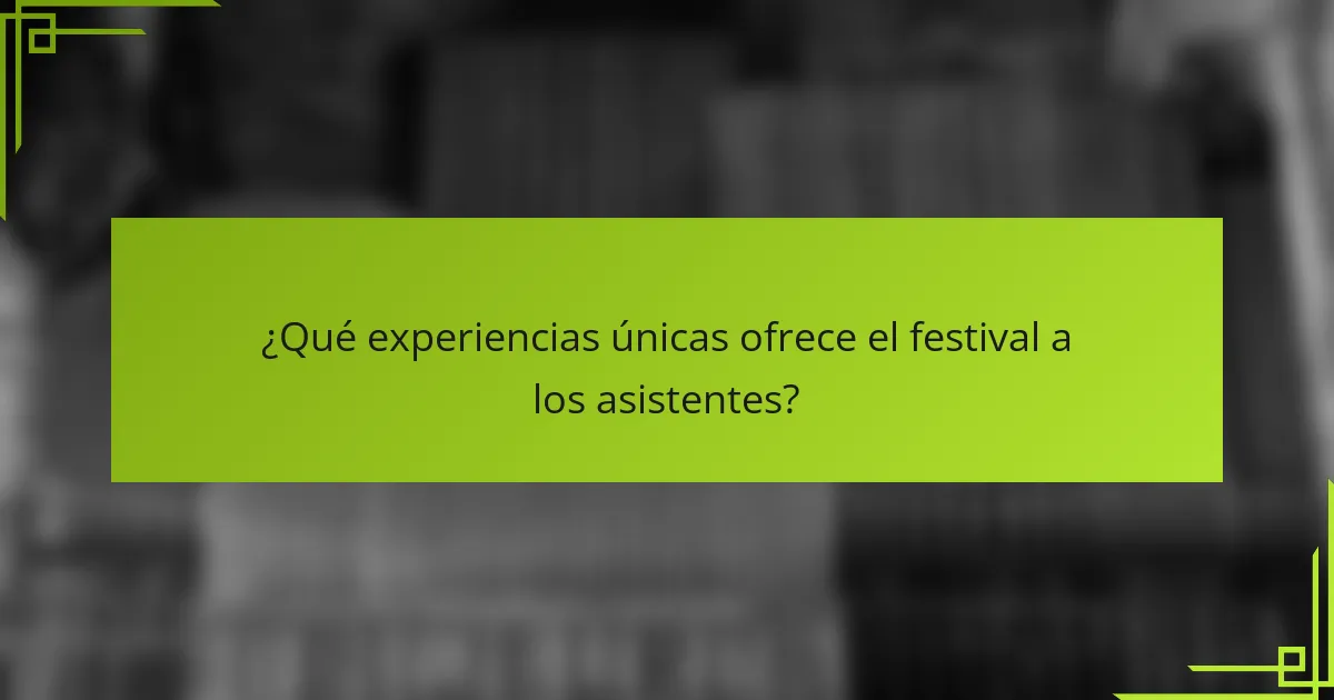 ¿Qué experiencias únicas ofrece el festival a los asistentes?