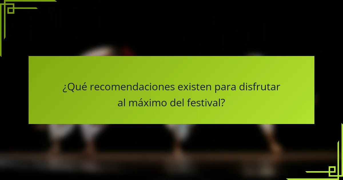 ¿Qué recomendaciones existen para disfrutar al máximo del festival?