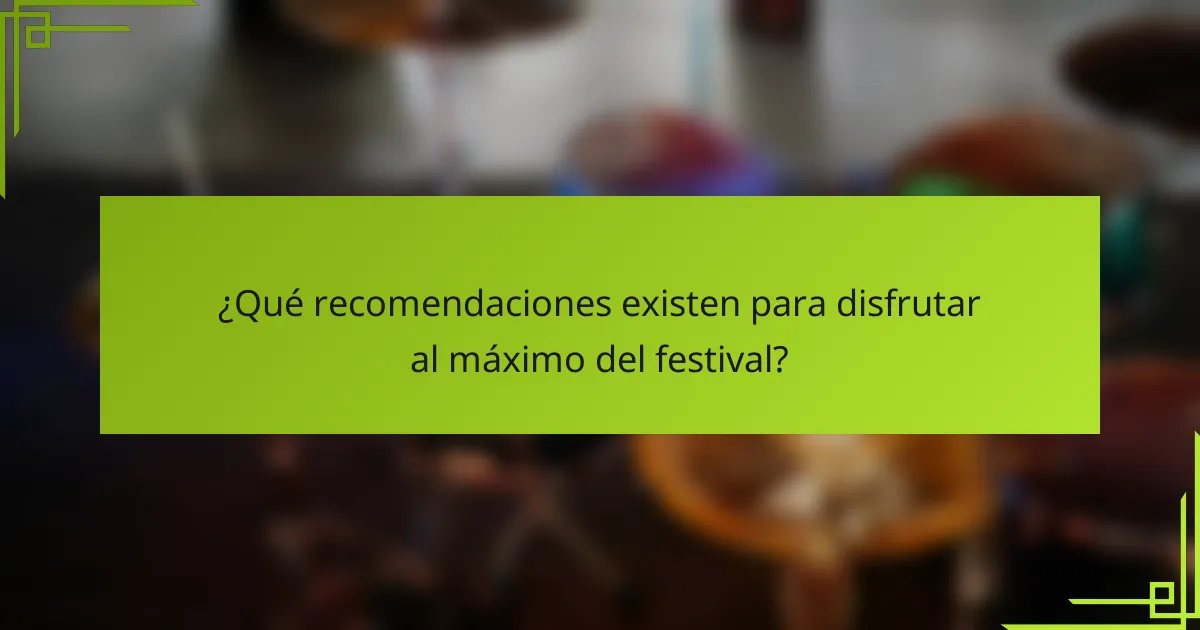 ¿Qué recomendaciones existen para disfrutar al máximo del festival?