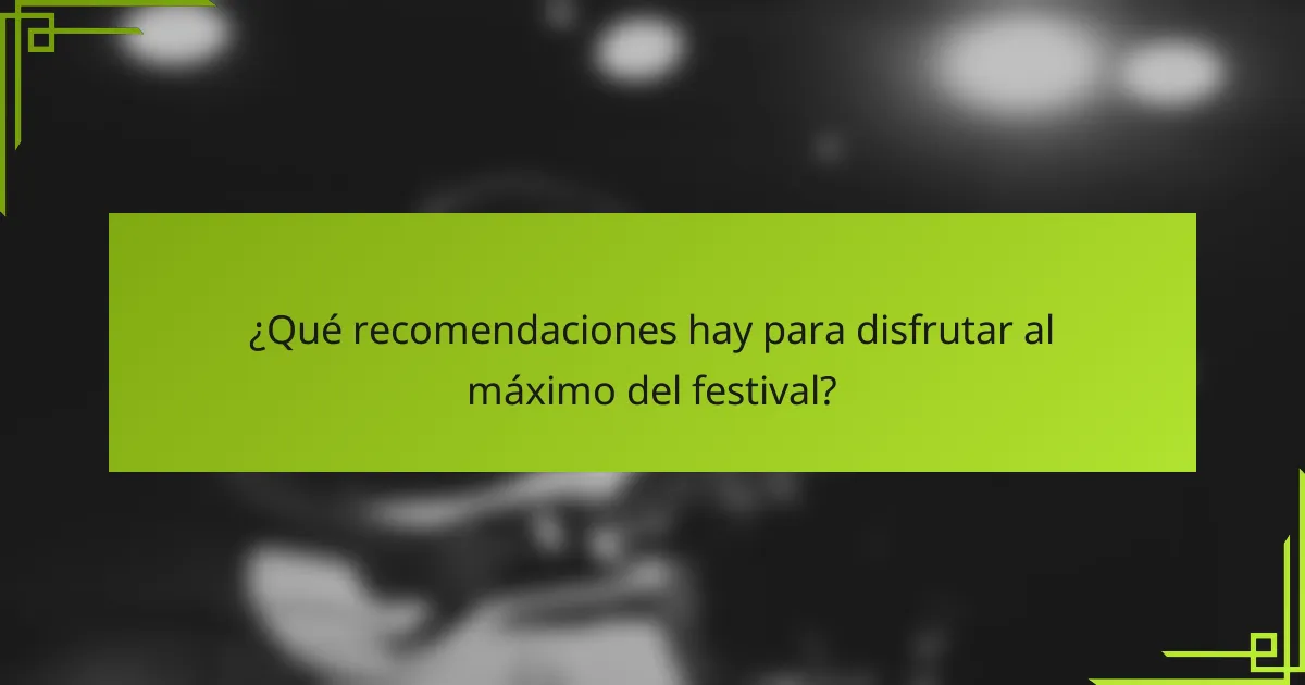 ¿Qué recomendaciones hay para disfrutar al máximo del festival?